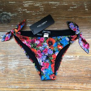 NWT DOLCE & GABBANA Black Floral Beqchwear Bikini Bottom Size S 🖤
